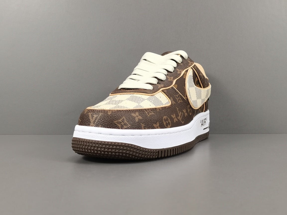 NIKE Air Force 1 - Louis Vuitton Sneakers - Brown Unisex Streetwear Limited Edition - Introducing the Air Force 1 Custom Louis Vuitton Brown shoes C a harmonious blend of