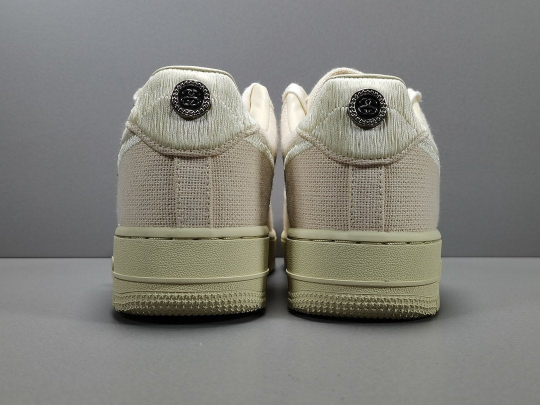 NIKE Air Force 1 - Stussy Fossil Sneakers - Red Unisex Streetwear Limited Edition