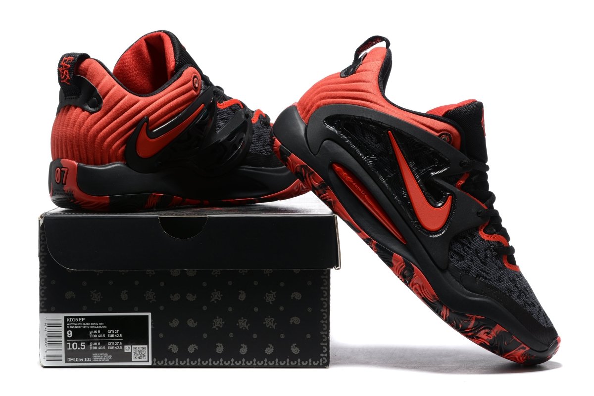 NIKE Kd 15 - University Red Sneakers - Black Unisex Streetwear Limited Edition