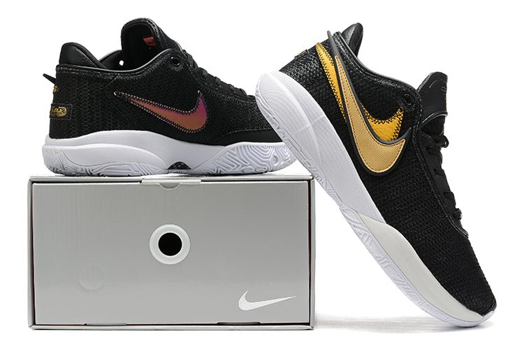 NIKE Lebron 20 - Metallic Gold Sneakers - Black Unisex Streetwear Limited Edition - Elevate Your Game with Timeless Elegance: Nike LeBron 20 x Black Metallic Gold Introducing the