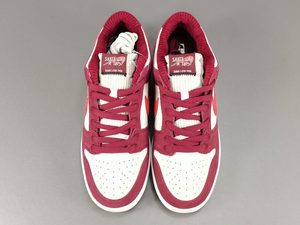 NIKE Sb Dunk - Skate Like A Girl Sneakers - White Unisex Streetwear Limited Edition - Introducing the Nike Dunk SB Skate Like a Girl, a powerful and empowering sneaker that