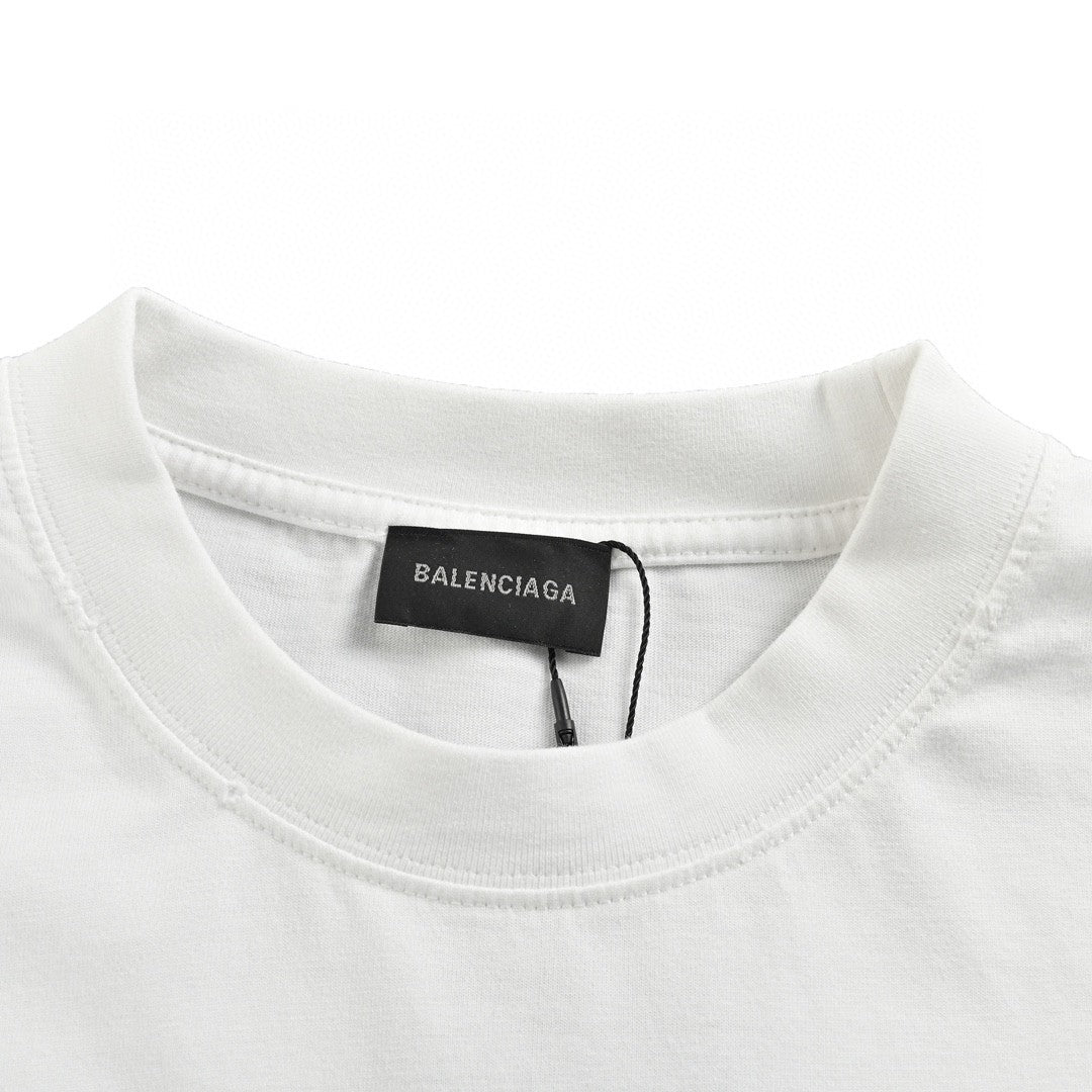 Balenciaga T-shirt - Berlin Graphic - White Unisex Streetwear Limited Edition - <span>This Balenciaga t-shirt features a minimalist design with the text 'Balenciaga' inside a green rectangular