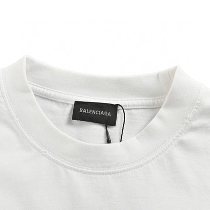 Balenciaga T-shirt - Berlin Graphic - White Unisex Streetwear Limited Edition - <span>This Balenciaga t-shirt features a minimalist design with the text 'Balenciaga' inside a green rectangular