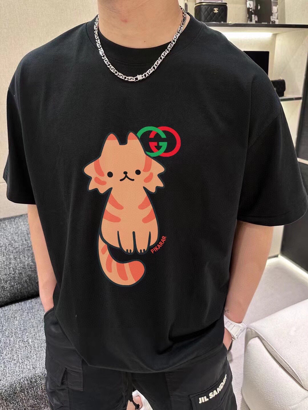 Camiseta gráfica de gato de Gucci
