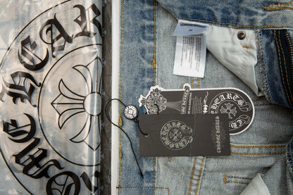 CHROME Hearts Cross Patch Jeans Vintage - Blue Unisex Streetwear Limited Edition