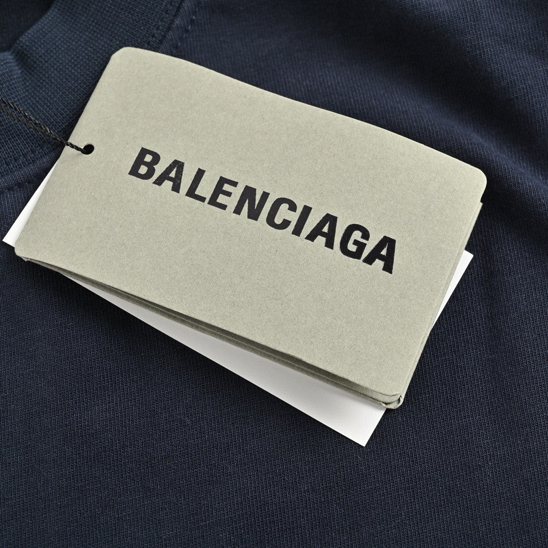 Balenciaga T-Shirt - Navy Back Logo - logo - replica sneakers