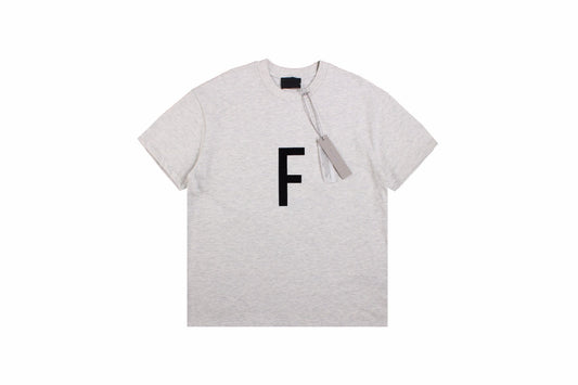 Fear Of God Letter F T-shirt (light Grey) Unisex Streetwear Limited Edition - <p dir='ltr'><span>This Fear of God t-shirt features a bold letter 'F' graphic on the