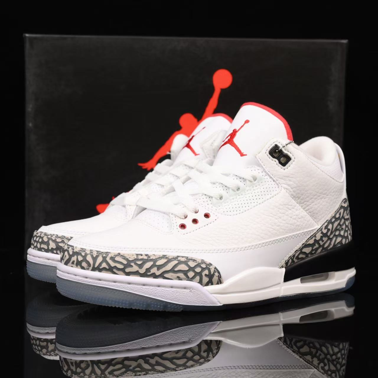 AIR Jordan 3 Retro Free Throw Line White Cement White - - Black Unisex Streetwear Limited Edition