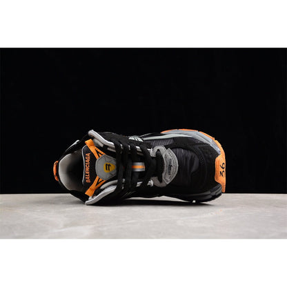 BALENCIAGA Runner - Grey Orange Sneakers - Black Unisex Streetwear Limited Edition - The Balenciaga Runner x Black Grey Orange sneakers showcase a striking blend of style and