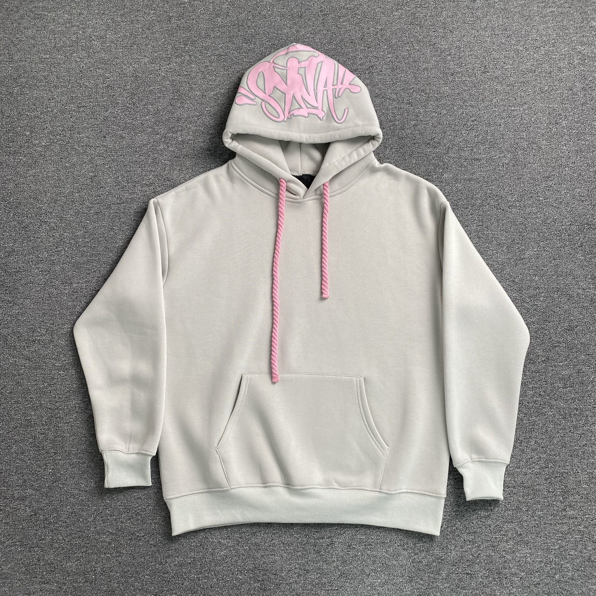 SYNA World Hood Logo Hoodie Grey - Pink Unisex Streetwear Limited Edition