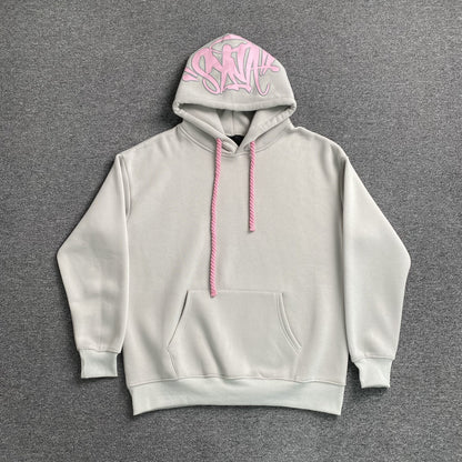 SYNA World Hood Logo Hoodie Grey - Pink Unisex Streetwear Limited Edition