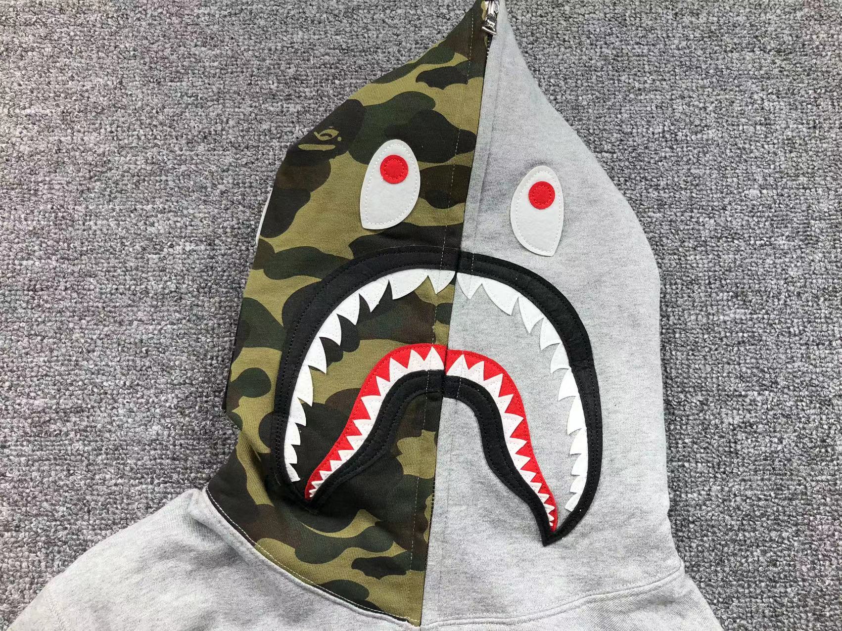 BAPE Camo Full Zip Hoodie Grey - Green Unisex Streetwear Limited Edition