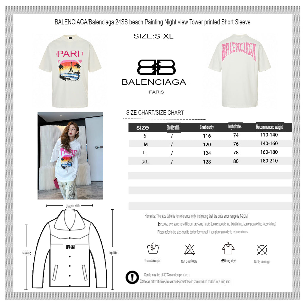 T-shirt blanc Balenciaga avec graphisme Paris.