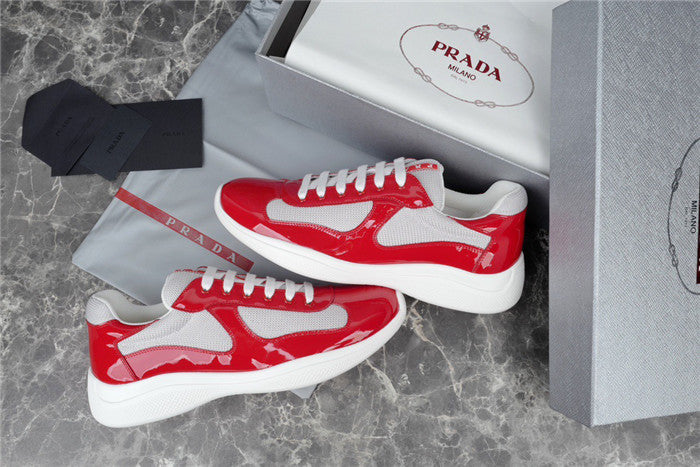 PRADA America's Cup Silver Sneakers - Red Unisex Streetwear Limited Edition