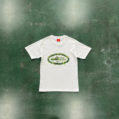 CORTEIZ Grass Round Tee T-Shirt - White Unisex Streetwear Limited Edition - The CORTEIZ GRASS ROUND TEE WHITE - REPLICA blends minimalistic design with bold streetwear vibes.
