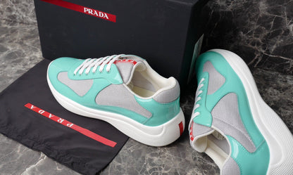 PRADA America's Cup Aquamarine Sneakers - Red Unisex Streetwear Limited Edition