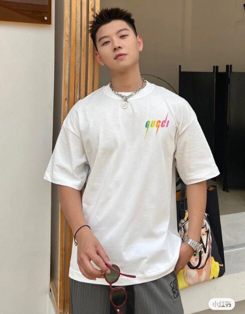 Gucci Lightning Logo T-shirt (cream) Unisex Streetwear Limited Edition - <p dir='ltr'><span>This Gucci t-shirt features a vibrant lightning logo design. The cream shirt showcases