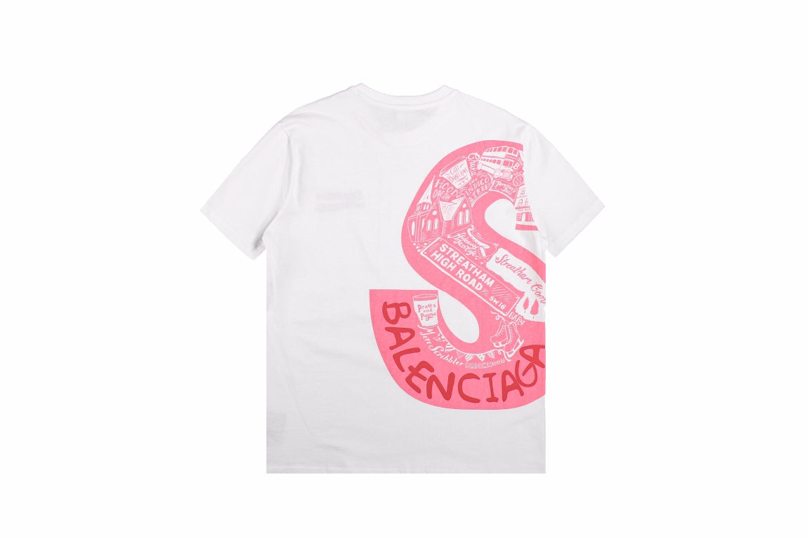 Balenciaga Supreme T-shirt (white) Unisex Streetwear Limited Edition - <span>White t-shirt featuring a small 'Supreme' logo with a wavy underline design on the front.