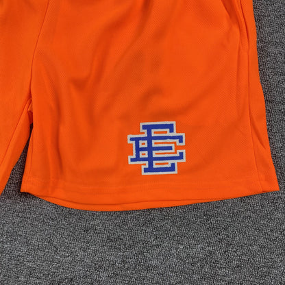 ERIC Emanuel Ee Basic Shorts Orange - - Blue Unisex Streetwear Limited Edition - The ERIC EMMANUEL EE BASIC SHORTS ORANGE/BLUE - REPLICA combine vibrant streetwear aesthetics with premium