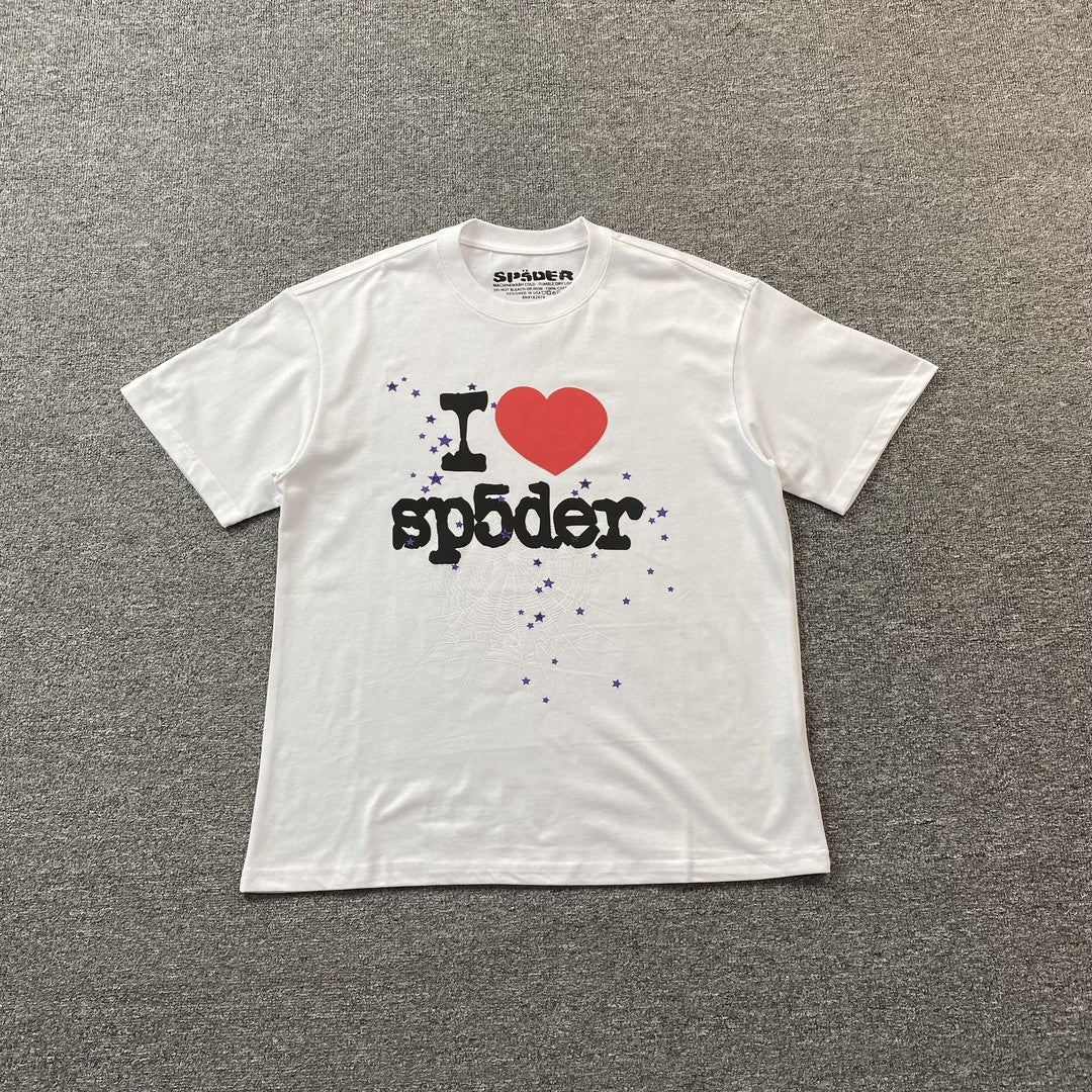 SP5DER I Heart Sp5der Tee T-Shirt - White Unisex Streetwear Limited Edition - The SP5DER I HEART SP5DER TEE WHITE - REPLICA is a clean and bold statement