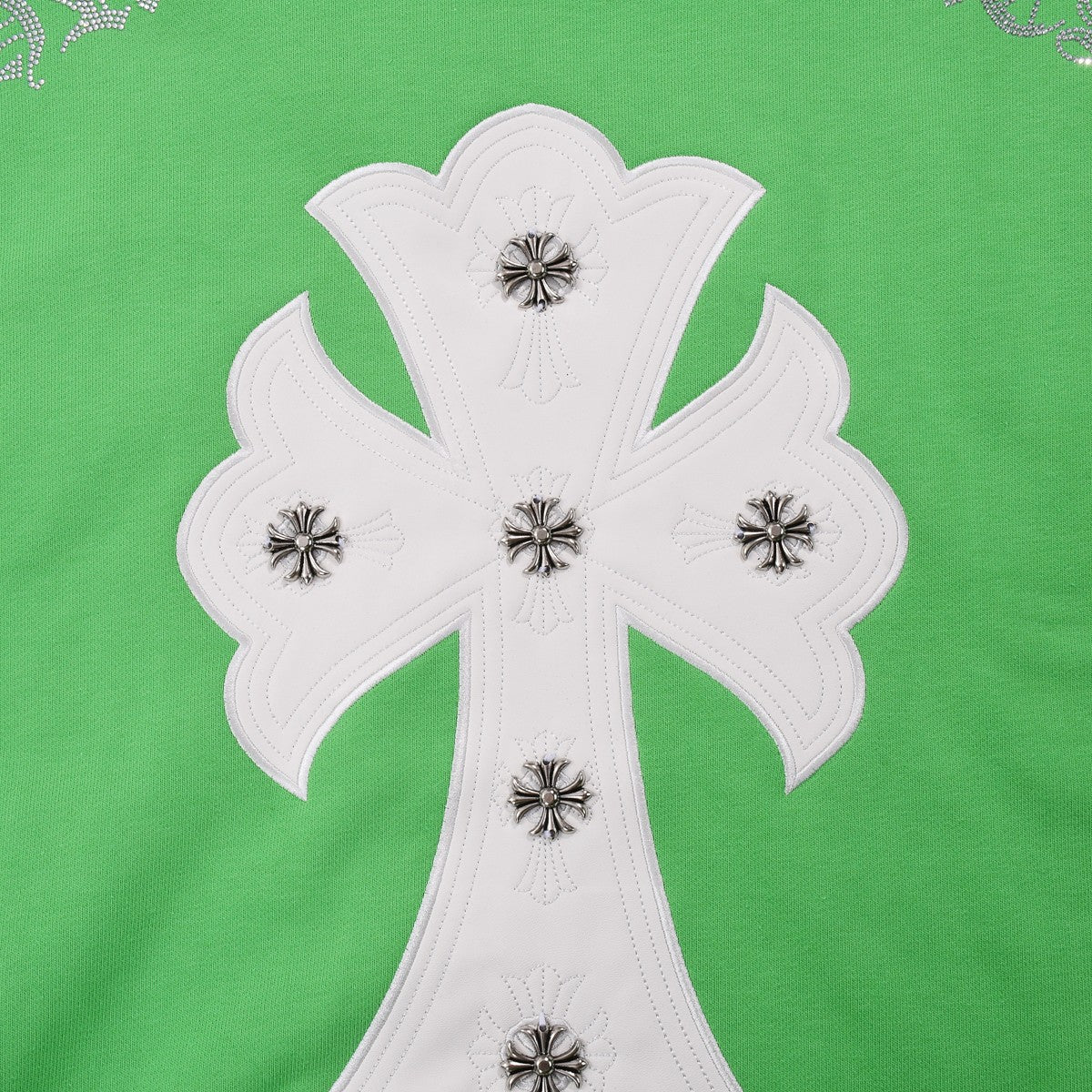 CHROME Hearts Cross Patch Sweatshirt Green - White Unisex Streetwear Limited Edition