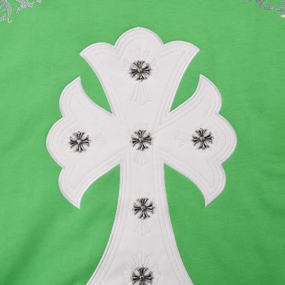 CHROME Hearts Cross Patch Sweatshirt Green - White Unisex Streetwear Limited Edition