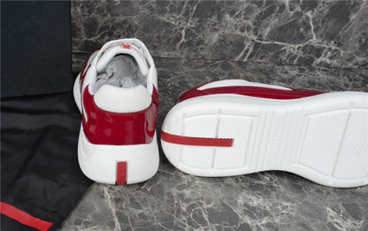 PRADA America's Cup Red Sneakers - White Unisex Streetwear Limited Edition