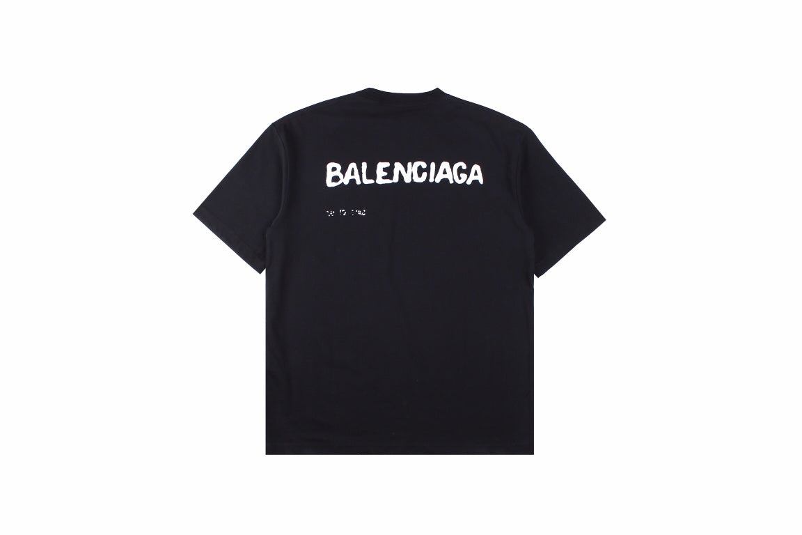 BALENCIAGA Distressed Logo T-shirt - Black Unisex Streetwear Limited Edition - The BALENCIAGA DISTRESSED LOGO T-SHIRT BLACK - REPLICA brings together luxury streetwear and grunge-inspired aesthetics