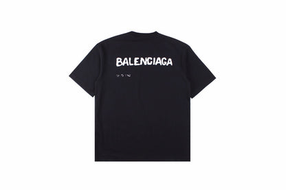 BALENCIAGA Distressed Logo T-shirt - Black Unisex Streetwear Limited Edition - The BALENCIAGA DISTRESSED LOGO T-SHIRT BLACK - REPLICA brings together luxury streetwear and grunge-inspired aesthetics