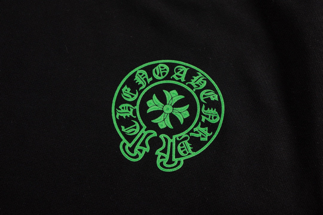 CHROME Hearts Green Horse Shoe Logo Sweatshirt - Black Unisex Streetwear Limited Edition