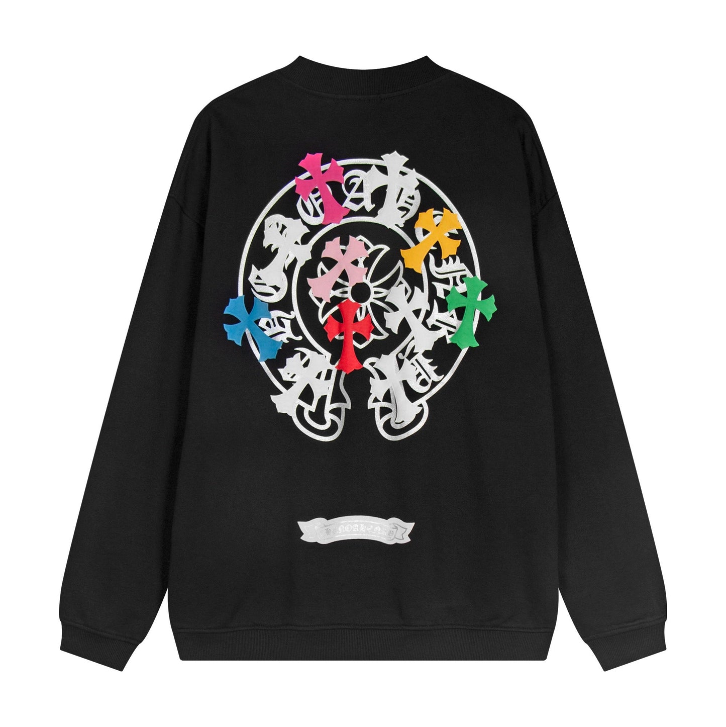 CHROME Hearts Colored Cross Horse Shoe Logo Sweatshirt - Black Unisex Streetwear Limited Edition