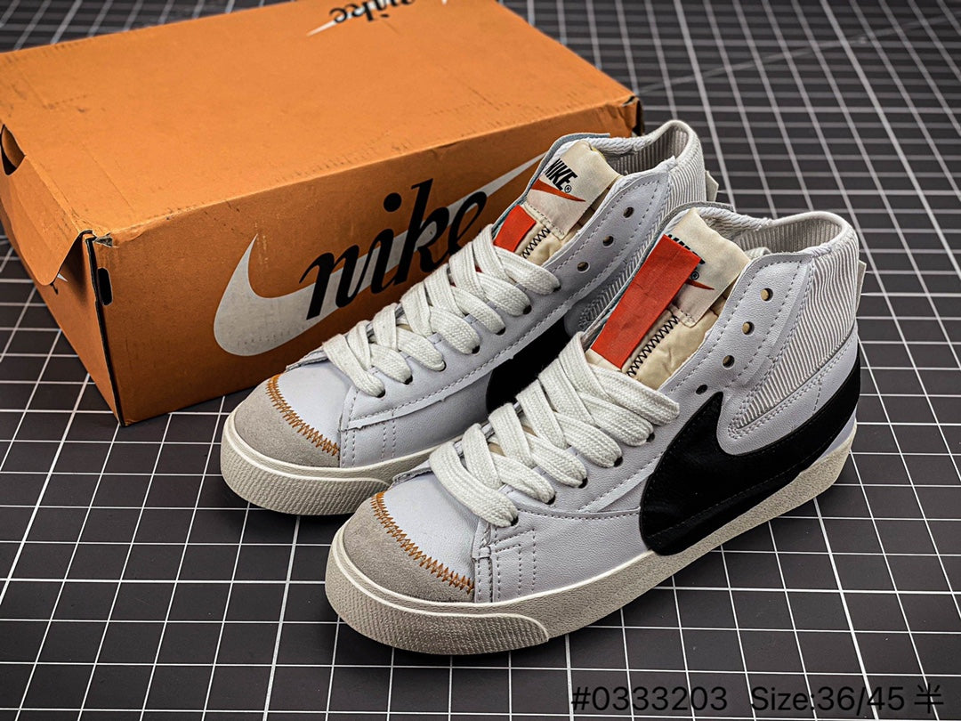 Nike Blazer Mid'1977 Jumbo - Black Unisex Streetwear Limited Edition - The Nike Blazer Mid '1977 Jumbo 'Deconstructed Comfort' in White and Black takes the classic