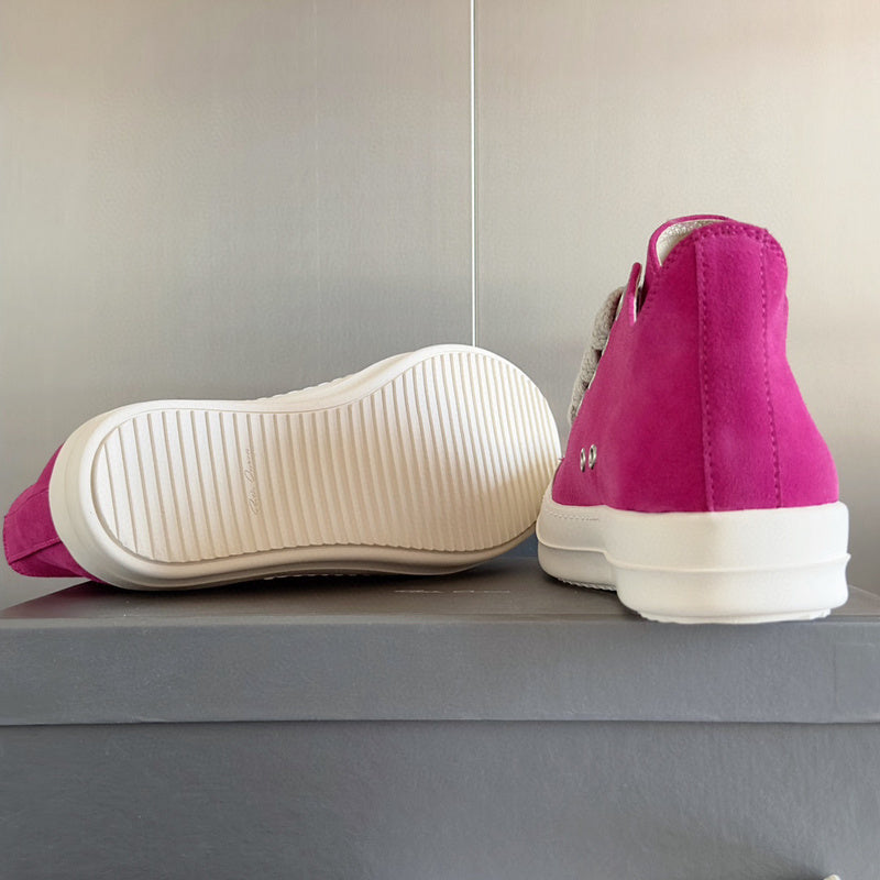 Rick Owens Suede Low-top Sneakers - Pink Unisex Streetwear Limited Edition - **Rick Owens Pink Suede Low-Top Sneakers: Bold Vibrancy and Premium Craftsmanship** Introducing the Rick Owens
