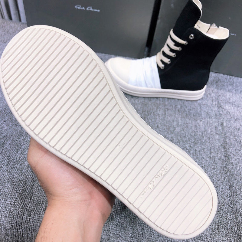 Rick Owens Lace-up Canvas Boots T-Shirt - Black Unisex Streetwear Limited Edition - **Rick Owens Lace-Up Canvas Boots** Elevate your footwear collection with these striking Rick Owens lace-up