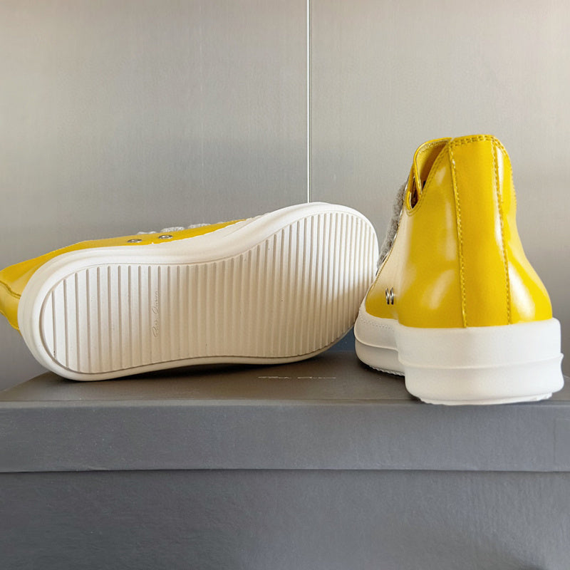 Rick Owens Low-top Sneakers - Yellow Unisex Streetwear Limited Edition - **Rick Owens Yellow Low-Top Sneakers: Bold Elegance and Superior Craftsmanship** Introducing the Rick Owens Yellow