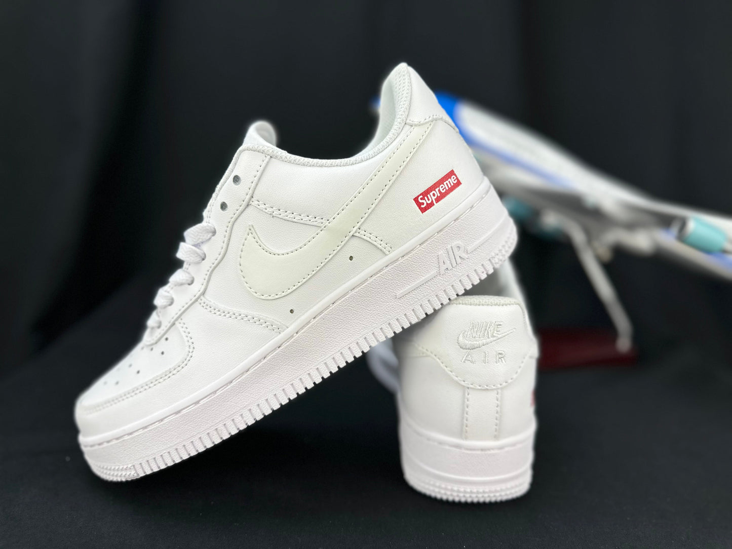NIKE Air Force 1 Supreme 'white' Unisex Streetwear Limited Edition - **Nike Air Force 1 x Supreme 'White'** The Nike Air Force 1 x Supreme 'White'
