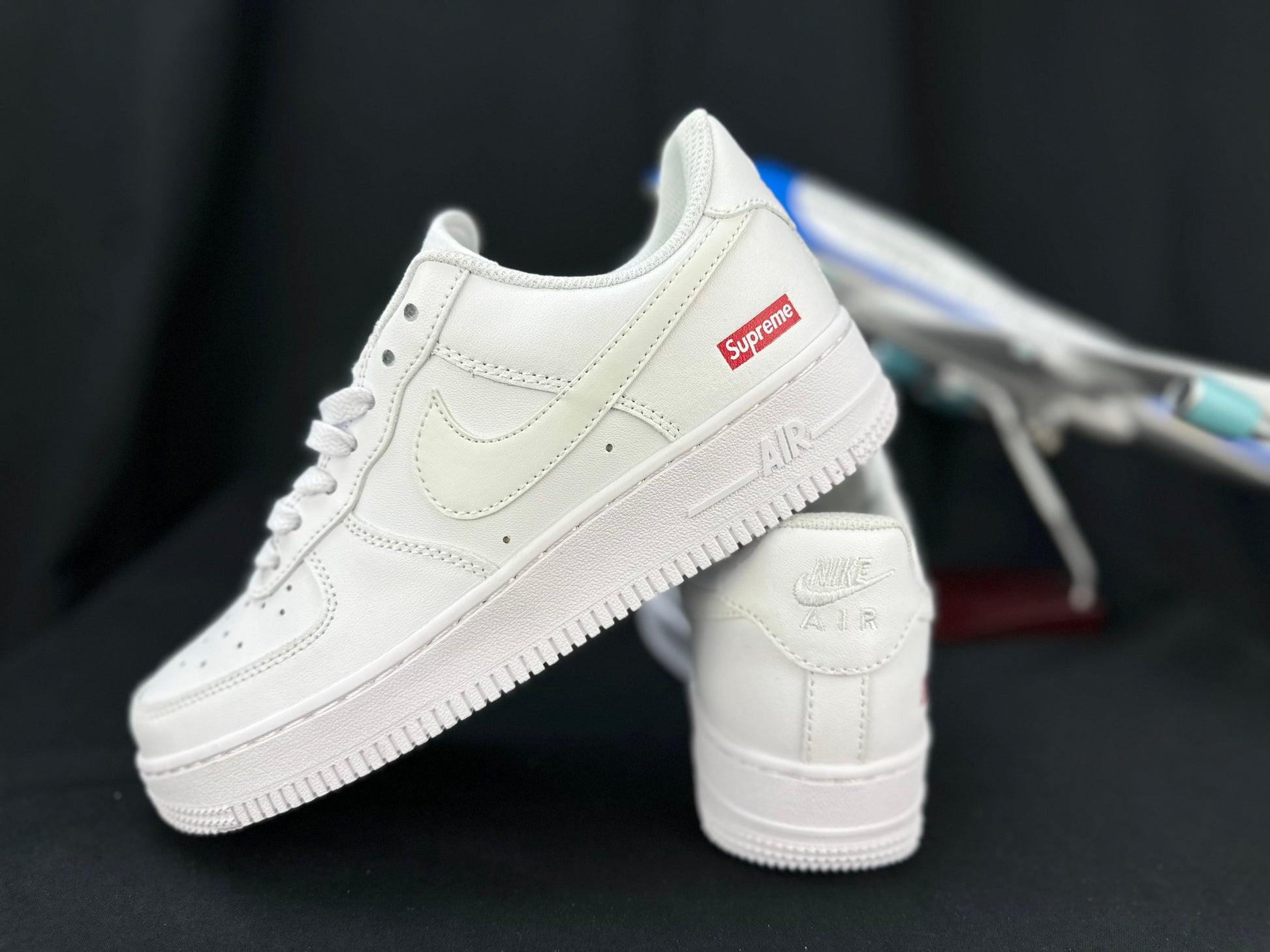 NIKE Air Force 1 Supreme 'white' Unisex Streetwear Limited Edition - **Nike Air Force 1 x Supreme 'White'** The Nike Air Force 1 x Supreme 'White'