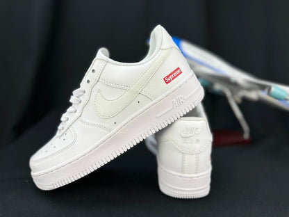 NIKE Air Force 1 Supreme 'white' Unisex Streetwear Limited Edition - **Nike Air Force 1 x Supreme 'White'** The Nike Air Force 1 x Supreme 'White'