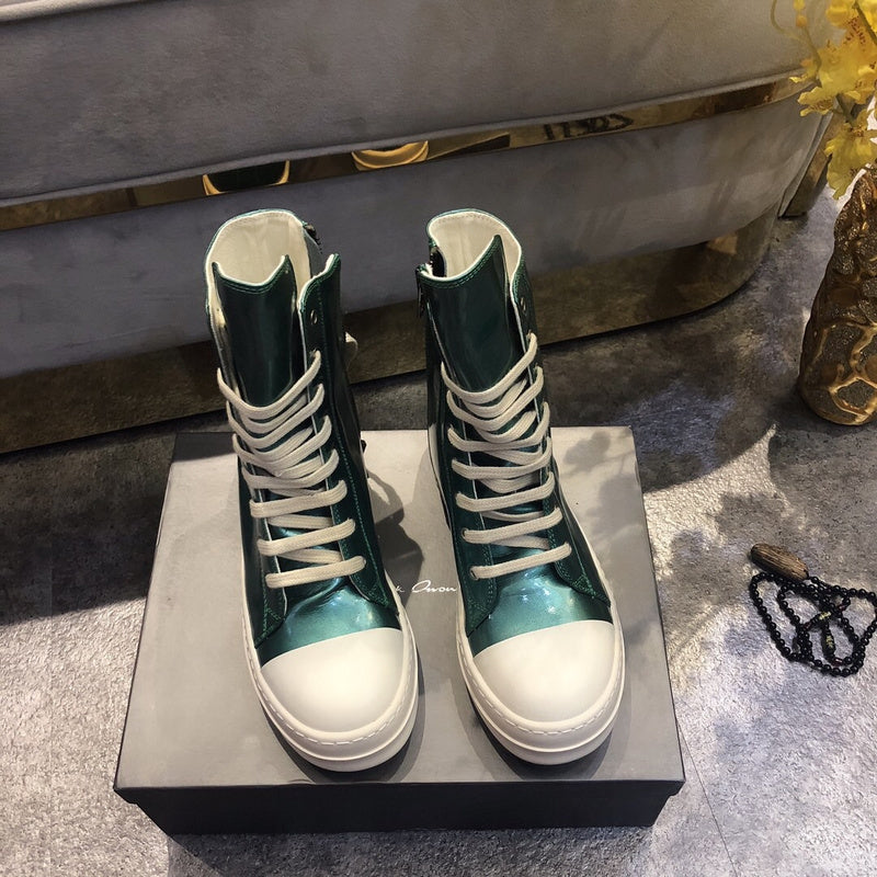 High-Top Metallic Leather Sneakers - Green Unisex Streetwear Limited Edition - **High-Top Metallic Green Leather Sneakers** Add a splash of color to your wardrobe with these