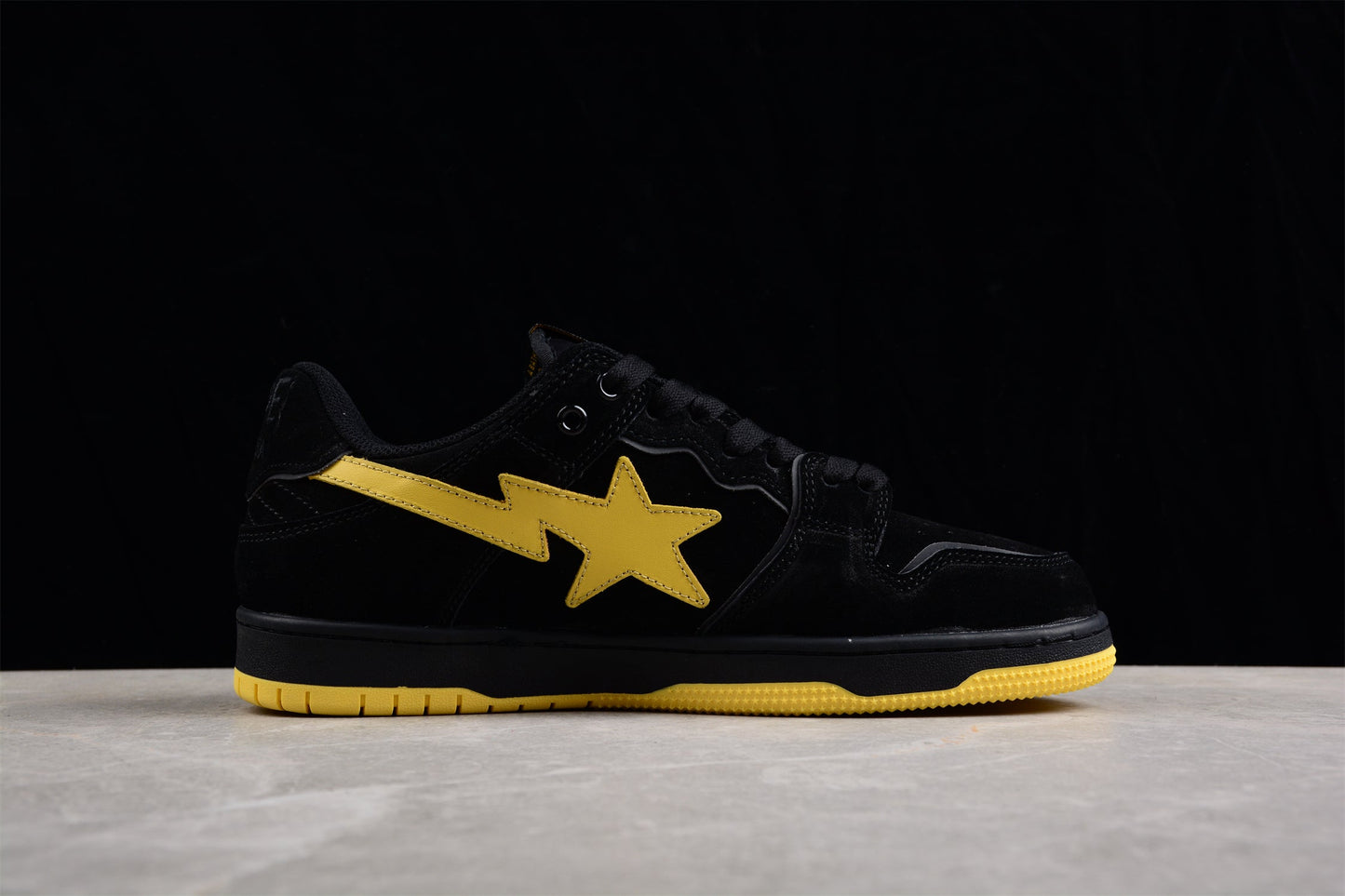 BAPE Sta Low-top Sneakers In And Yellow - Black Unisex Streetwear Limited Edition - **BAPE STA Low-Top Sneakers in Black and Yellow** Elevate your sneaker collection with the BAPE