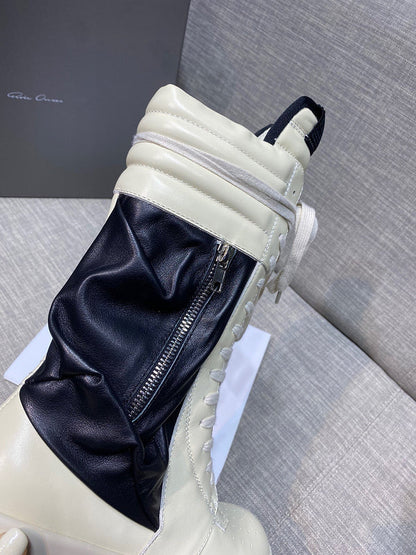 High-Top Leather Combat Boots Jacket - Black Unisex Streetwear Limited Edition - **High-Top Leather Combat Boots** Unveil your edgy side with these high-top leather combat boots, designed