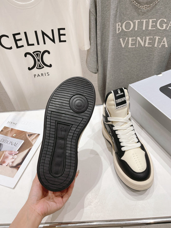 Rick Owens High-top Sneakers - Black Unisex Streetwear Limited Edition - **Rick Owens High-Top Sneakers: Dual-Tone Elegance and Craftsmanship** Step up your fashion game with Rick