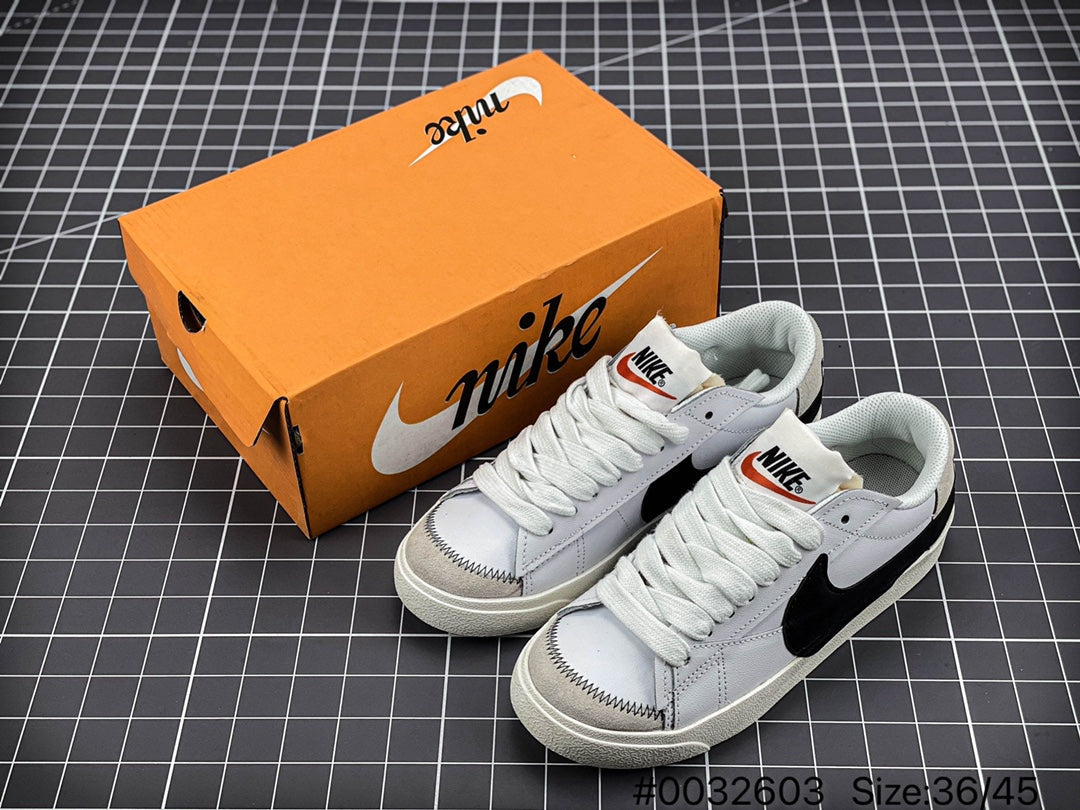 Nike Blazer Low'1977 Jumbo - Black Unisex Streetwear Limited Edition - The Nike Blazer Low '1977 Jumbo in Black, White, and Grey reinvents a classic with