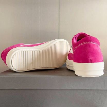 Rick Owens Suede Low-top Sneakers - Pink Unisex Streetwear Limited Edition - **Rick Owens Pink Suede Low-Top Sneakers: Bold Vibrancy and Superior Craftsmanship** Introducing the Rick Owens