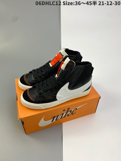 Nike Blazer Mid'1977 Vintage - Black Unisex Streetwear Limited Edition - The Nike Blazer Mid '1977 Vintage Deconstructed in Black and White redefines the classic high-top