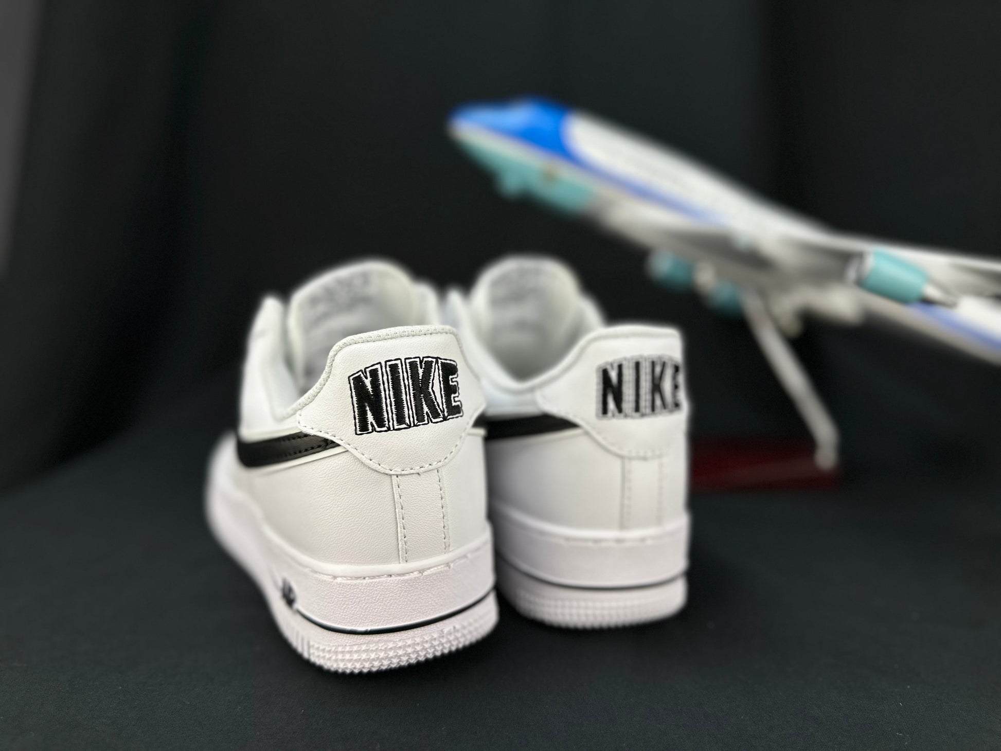 NIKE Air Force 1 'double Swoosh White - Black' Unisex Streetwear Limited Edition - **Nike Air Force 1 'Double Swoosh White/Black'** The Nike Air Force 1 'Double Swoosh White/Black'