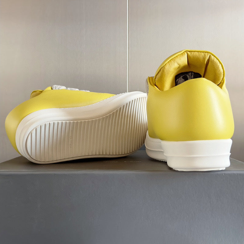 Rick Owens Low-top Sneakers - Yellow Unisex Streetwear Limited Edition - **Rick Owens Yellow Low-Top Sneakers: Bold Elegance and Superior Craftsmanship** Introducing the Rick Owens Yellow