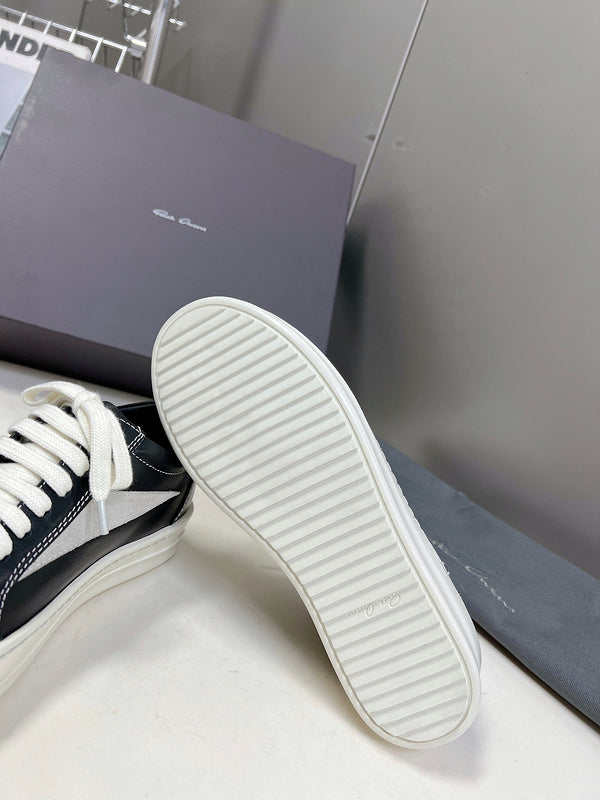 Rick Owens Low-top Sneakers - Leather - Black Unisex Streetwear Limited Edition - ### Rick Owens Low-Top Sneakers - Black Leather Discover the perfect blend of high fashion