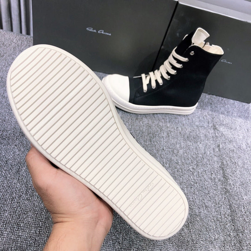 Rick Owens High-top Canvas Sneakers - Black Unisex Streetwear Limited Edition - **Rick Owens High-Top Canvas Sneakers** Step up your style game with these Rick Owens high-top