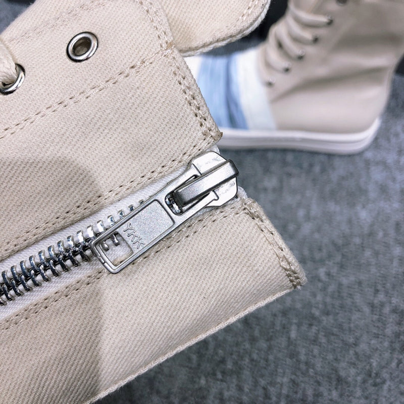 Rick Owens Lace-up Canvas Boots - White Unisex Streetwear Limited Edition - **Rick Owens Lace-Up Canvas Boots** Step up your fashion game with these avant-garde Rick Owens